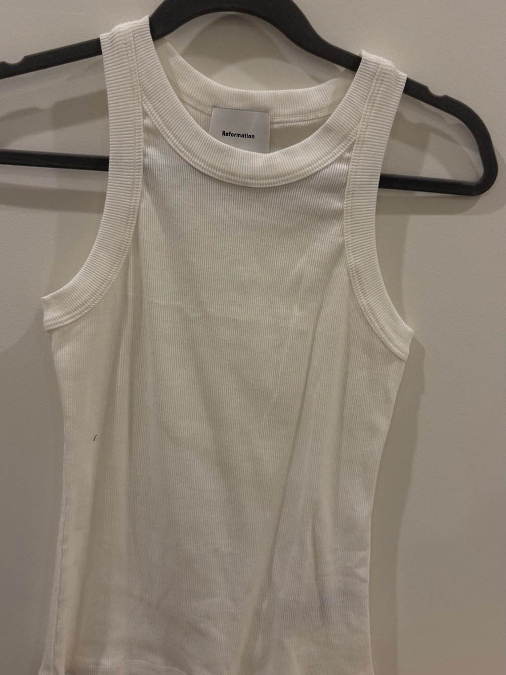 Reformation White Ribbed Racer Tank